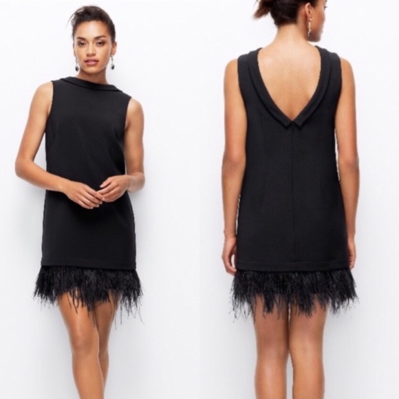 black feather hem dress